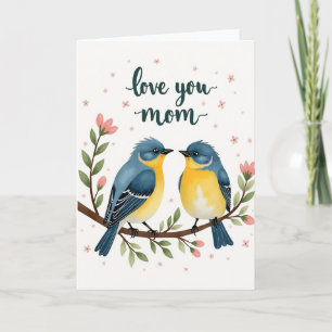 Cartão de Pássaros de Amor com Bolinhas