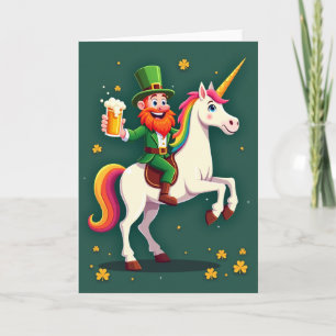 Cartão de passeio do Unicórnio Leprechaun Sortudo