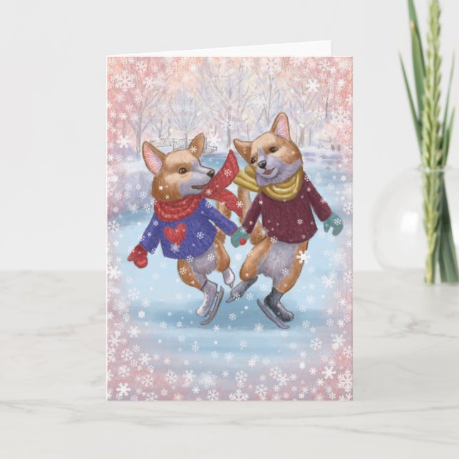 Cartão de patinação de Corgis (Frente)