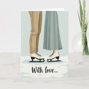 Cartão de Patins de Romance de Inverno