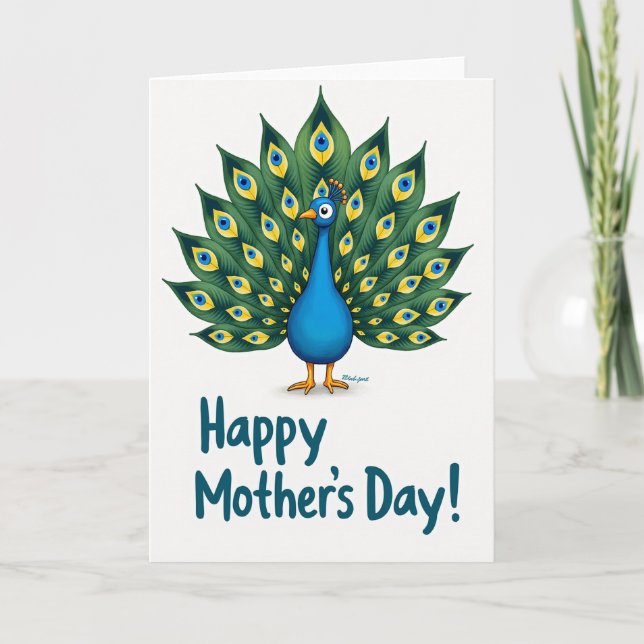 Cartão de Peacock do Dia das Mães (Frente)
