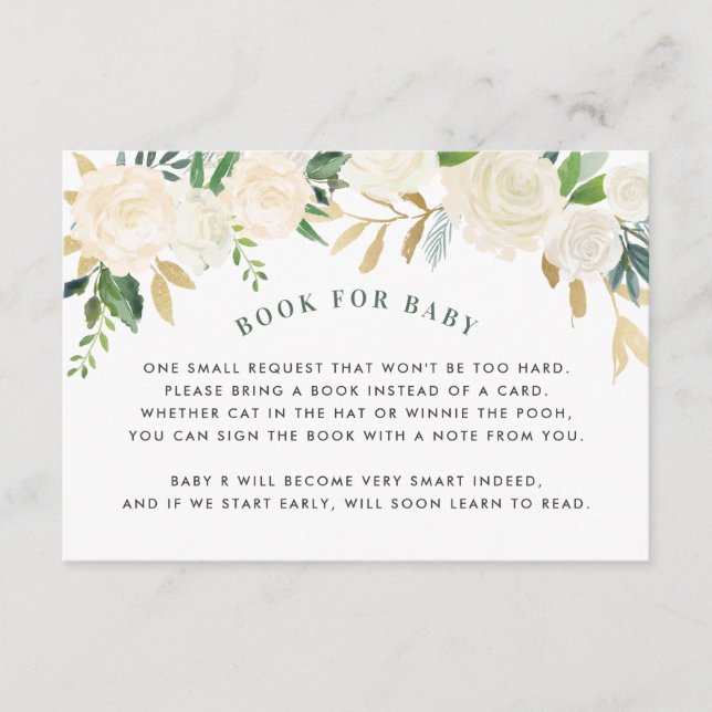 Cartão de pedido de chá de bebê floral verde (Frente)