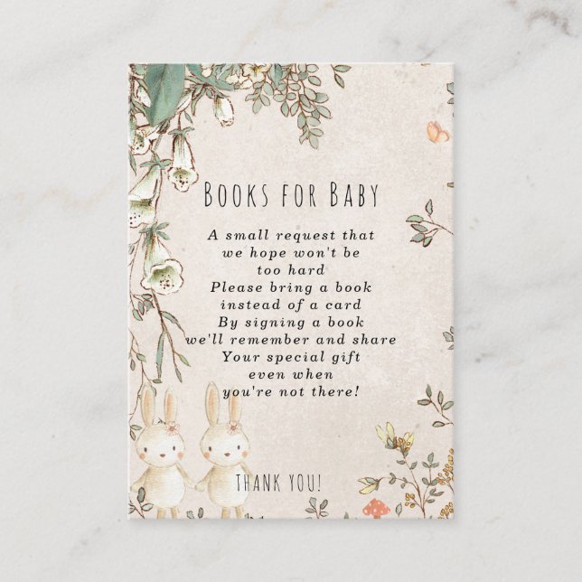 Cartão de pedido de coelho de gêmeas para livros d (Frente)