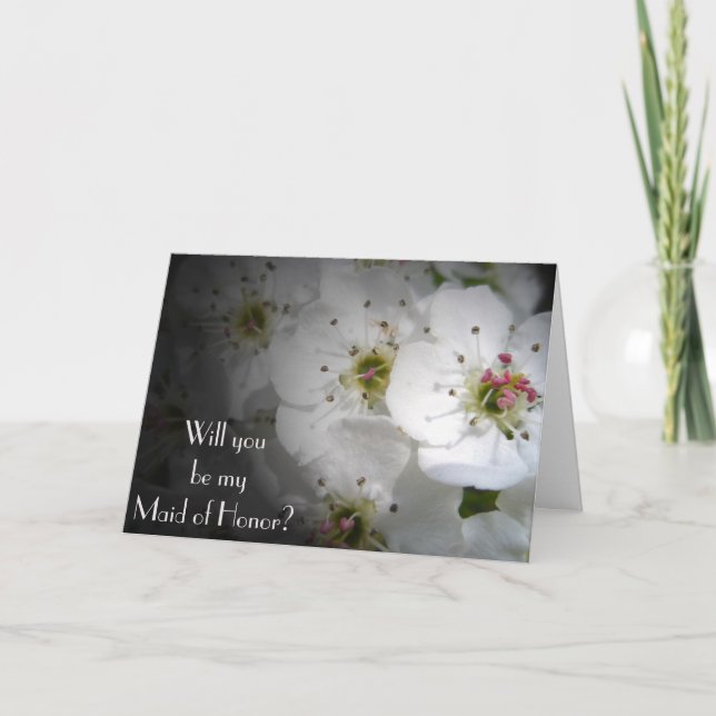 Cartão de Pedido de Dama de Honra da Flor de Maçã (Frente)