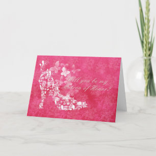 Cartão de pedido de honra de Bridal com flor