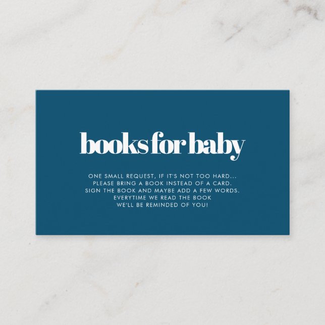 Cartão de pedido de livro de baby shower minimalis (Frente)