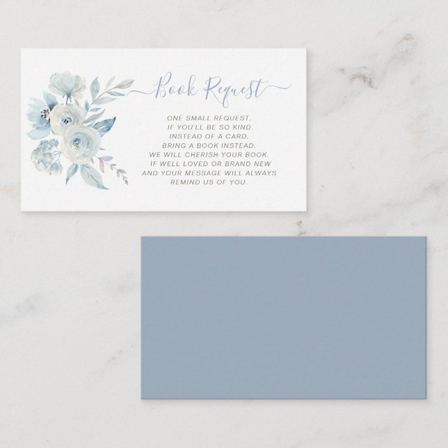 cartão de pedido de livro floral azul floral (Frente/Verso)