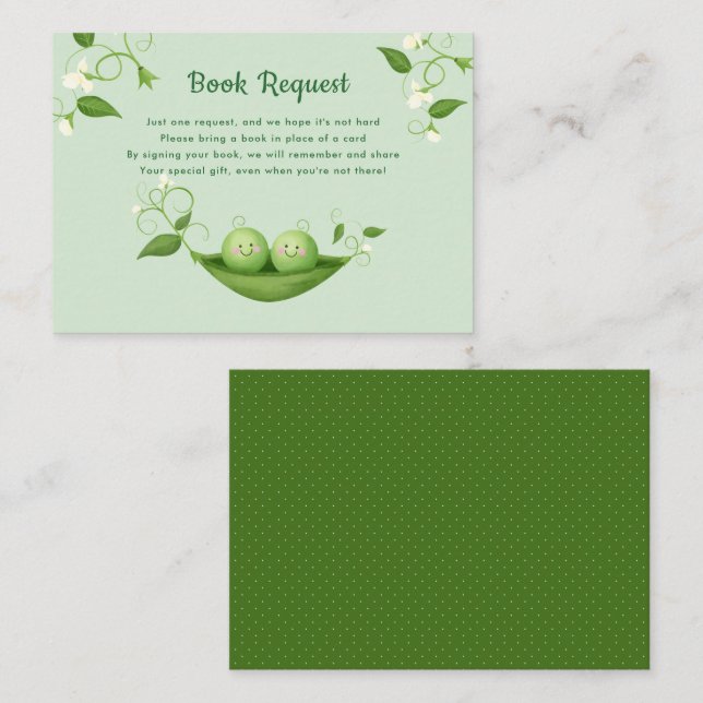 Cartão de pedido de livro para chá de bebê Two Pea (Frente/Verso)