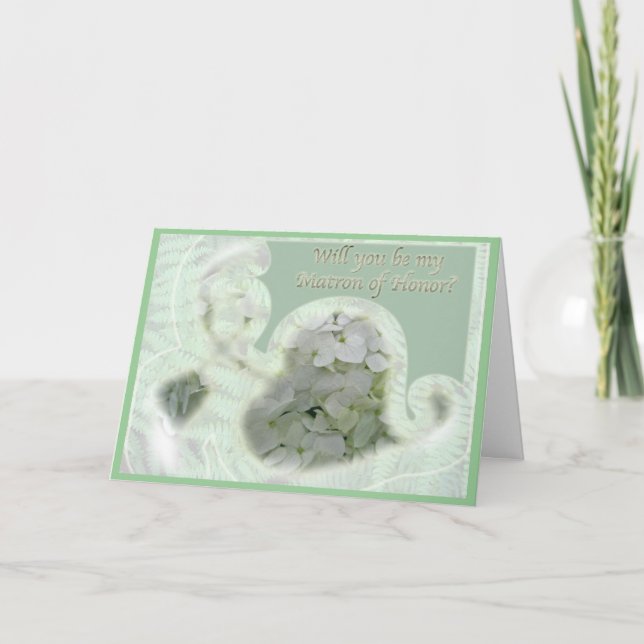 Cartão de pedido de madrinha da Hydrangea (Frente)