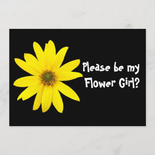 Cartão de Pedido de Menina de Flores de Girassol