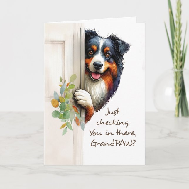 Cartão De Pele, Avô Engraçado Dia de os pais Pup (Frente)