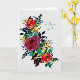 Cartão de Pensamento e Apoio Floral
