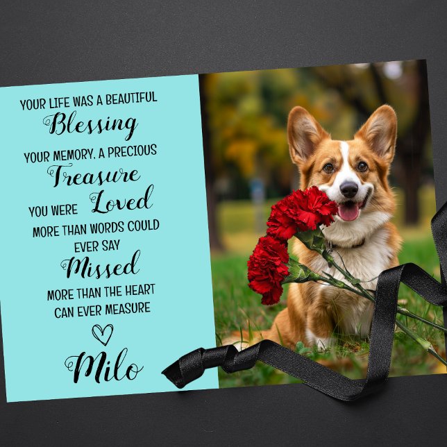 Cartão de Perda Personalizada de Foto Pet Simpatiy (Dog death sympathy card)
