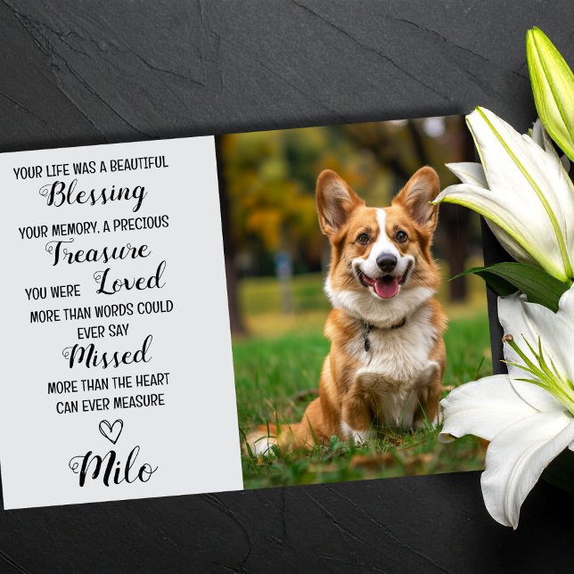 Cartão de Perda Personalizada de Foto Pet Simpatiy (Pet Sympathy Cards)