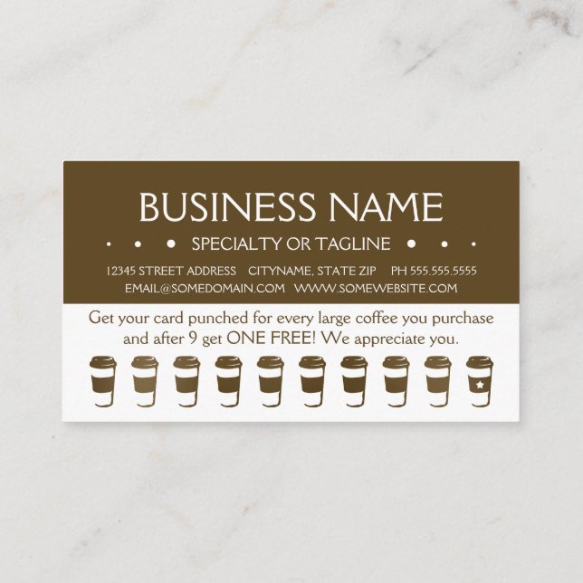 cartão de perfurador da lealdade do copo de café (Verso)
