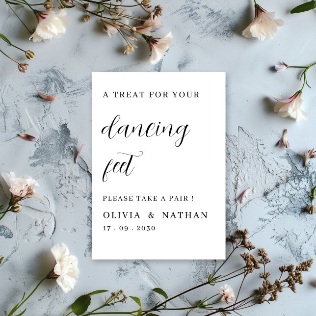 Cartão de Pés Dançantes de Casamento Preto e Branc (Criador carregado)