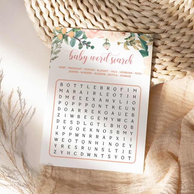 Cartão de Pesquisa de Palavra para Bebê do Chá de  (Criador carregado)