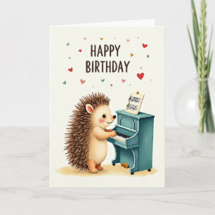 Cartão de Piano de Aniversário de Criatura Doce