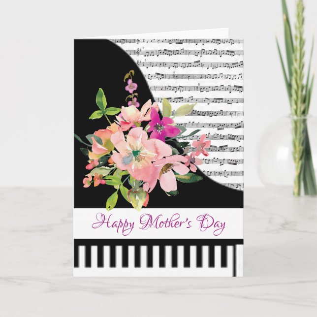 cartão de piano floral (Frente)