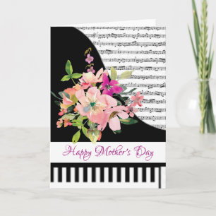 cartão de piano floral