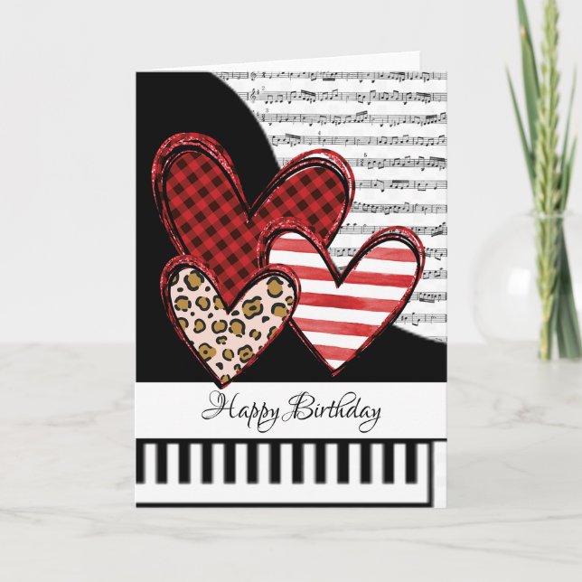Cartão de piano personalizável (Frente)