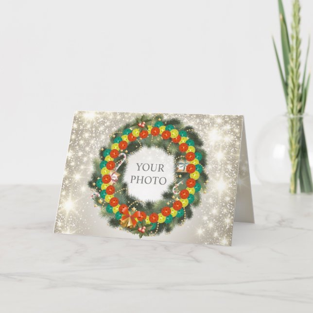 Cartão de Pickleball 1A do Feliz Natal (Frente)