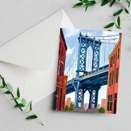 Cartão de Pintura da Ponte de Manhattan Nova York