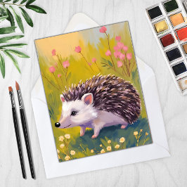 Cartão de pintura de animal de campo floral de our