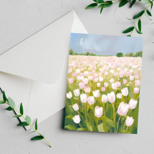 Cartão de Pintura de Campo de Flores de Tulipas Br