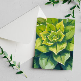 Cartão de Pintura de Planta Suculenta Verde
