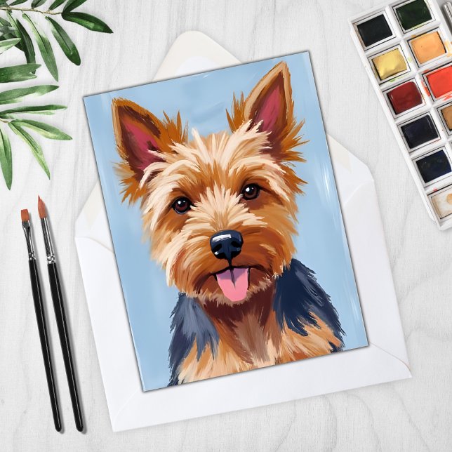 Cartão de Pintura de Portraços de Terrier Dog York (Criador carregado)