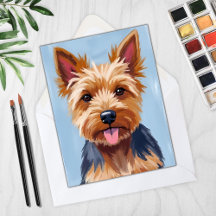 Cartão de Pintura de Retrato de Cachorro Yorkshire