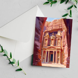 Cartão de Pintura de Viagem Petra Jordânia
