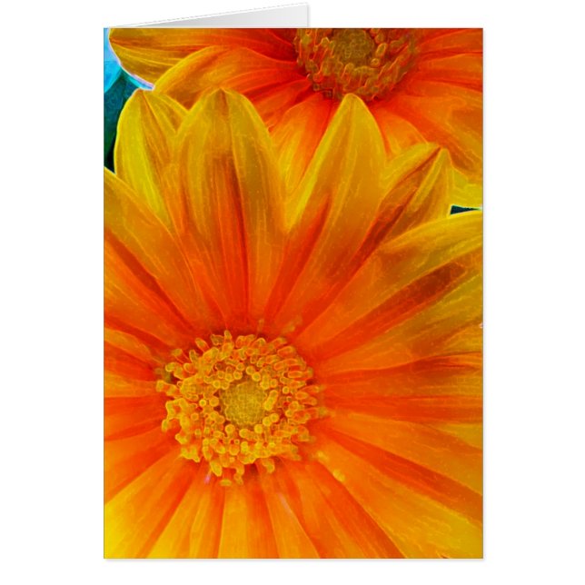 Cartão de Pintura Digital Orange Gerbera Daisy (Frente)