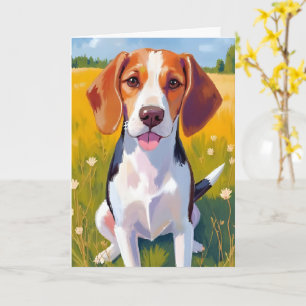 Cartão de Pintura em Aquarela de Cachorro Beagle