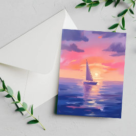 Cartão de Pintura em Aquarela Púrpura Pastel Vela 