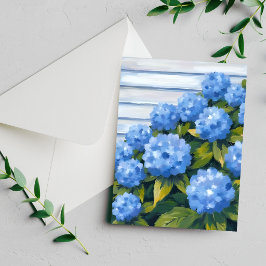 Cartão de pintura floral de arbustos de hortênsias