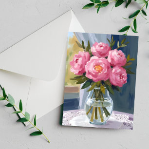 Cartão de pintura floral em aquarela com buquê de 