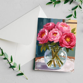 Cartão de pintura floral em aquarela com buquê de