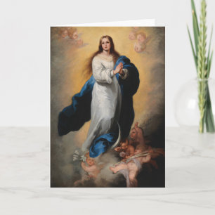 CARTÃO DE PINTURA RENAISSANCE COM MADONA E ANJOS