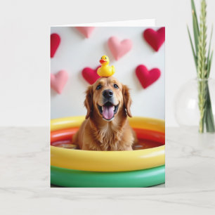 Cartão de Piscina do Golden Retriever Alegre