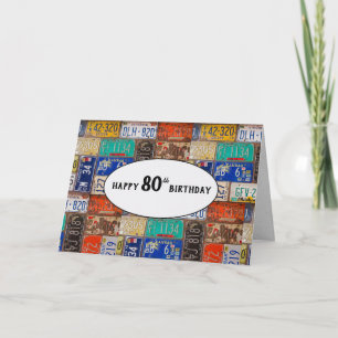 Cartão de Placas de Licença Enferrujadas de 80 Ano