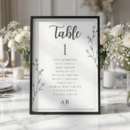 Cartão de Plano de Assentos de Casamento Preto e B