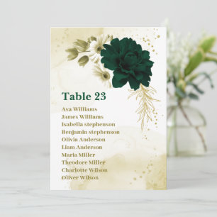 cartão de plano de assentos floral esmeralda verde