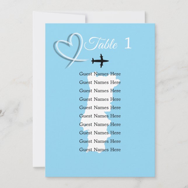 Cartão de Plano de Mesa do Mapa de Destino para Po (Frente)