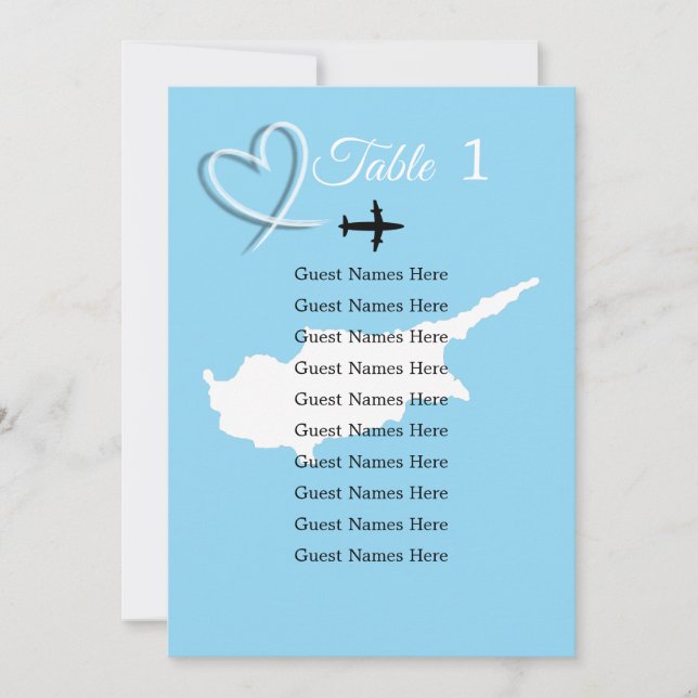 Cartão de Plano de Mesa do Mapa para Casamento de  (Frente)
