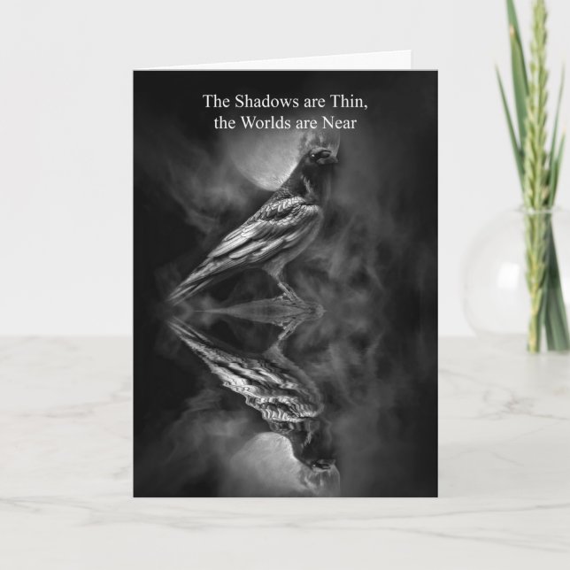 Cartão de Poema de Bênçãos do Corvo do Samhain (Frente)