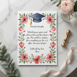 Cartão de Poema de Graduação da Filha com Aquarela