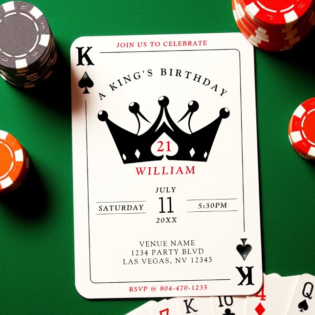 Cartão de Poker do Rei dos Espadas Casino (21st Birthday King of Spades Casino Poker Card
)