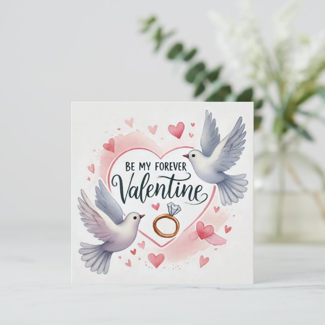 Cartão de Pombas e Anéis – Seja Meu Namorado para  (Em pé/Frente)
